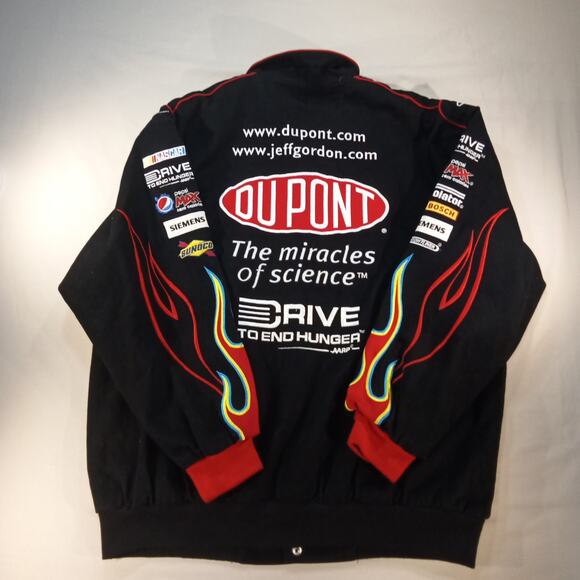 Chase Authentics Jeff Gordon DuPont NASCAR Racing Jacket XL Black Red Flames - Picture 5 of 5